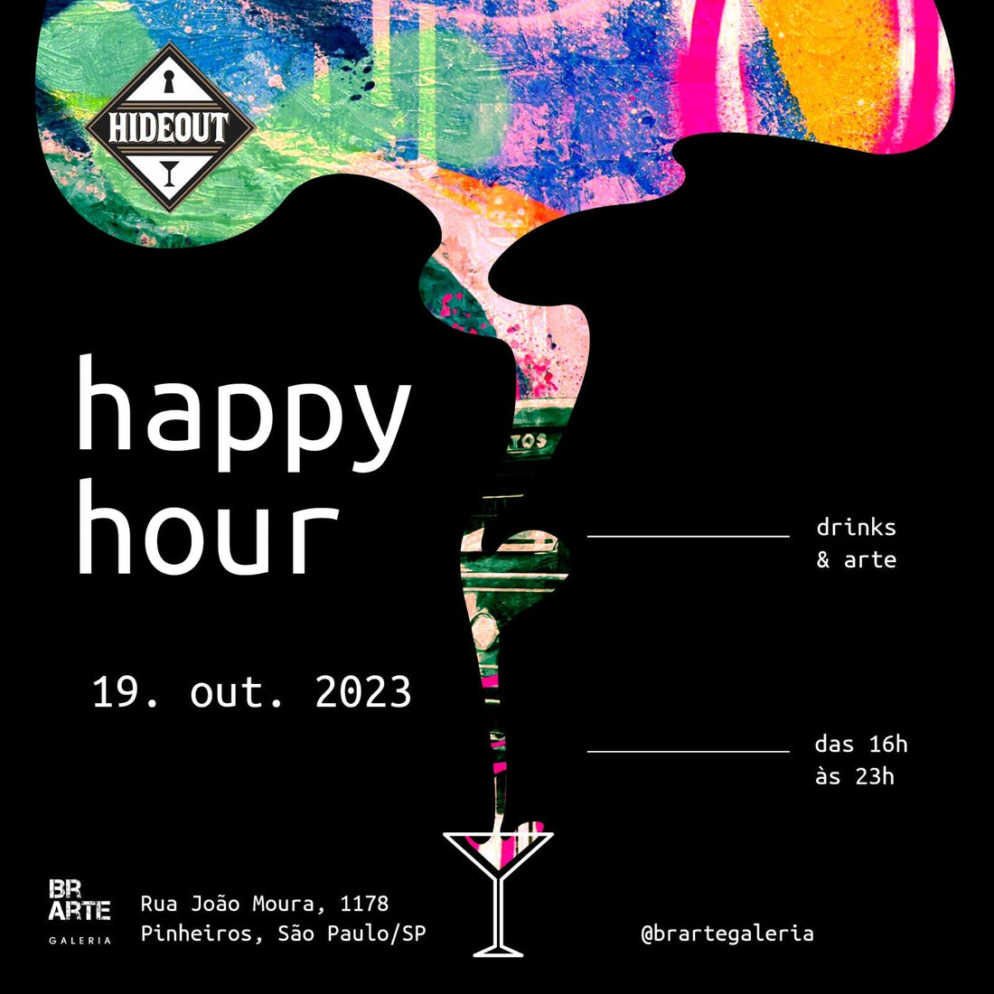 Happy hour Hide Out, drink & arte | dia 19/out/23